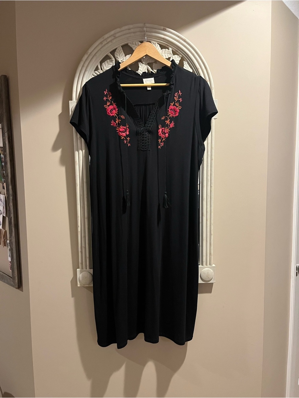 Greige Embroidered Dress Black